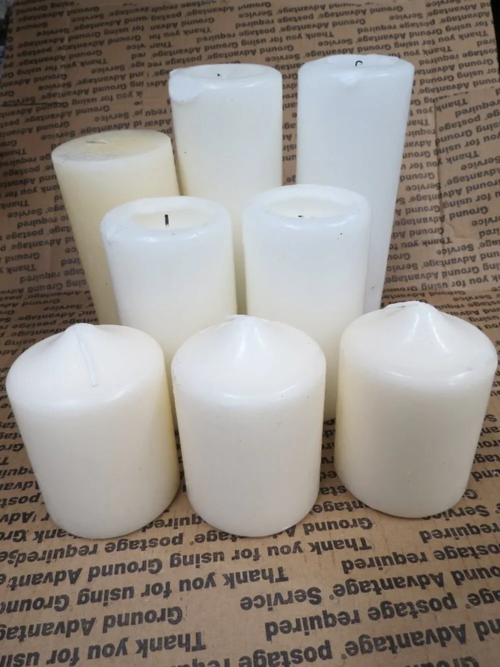 Candles Assorted box of Wax Pillar 4 White 4 Cream